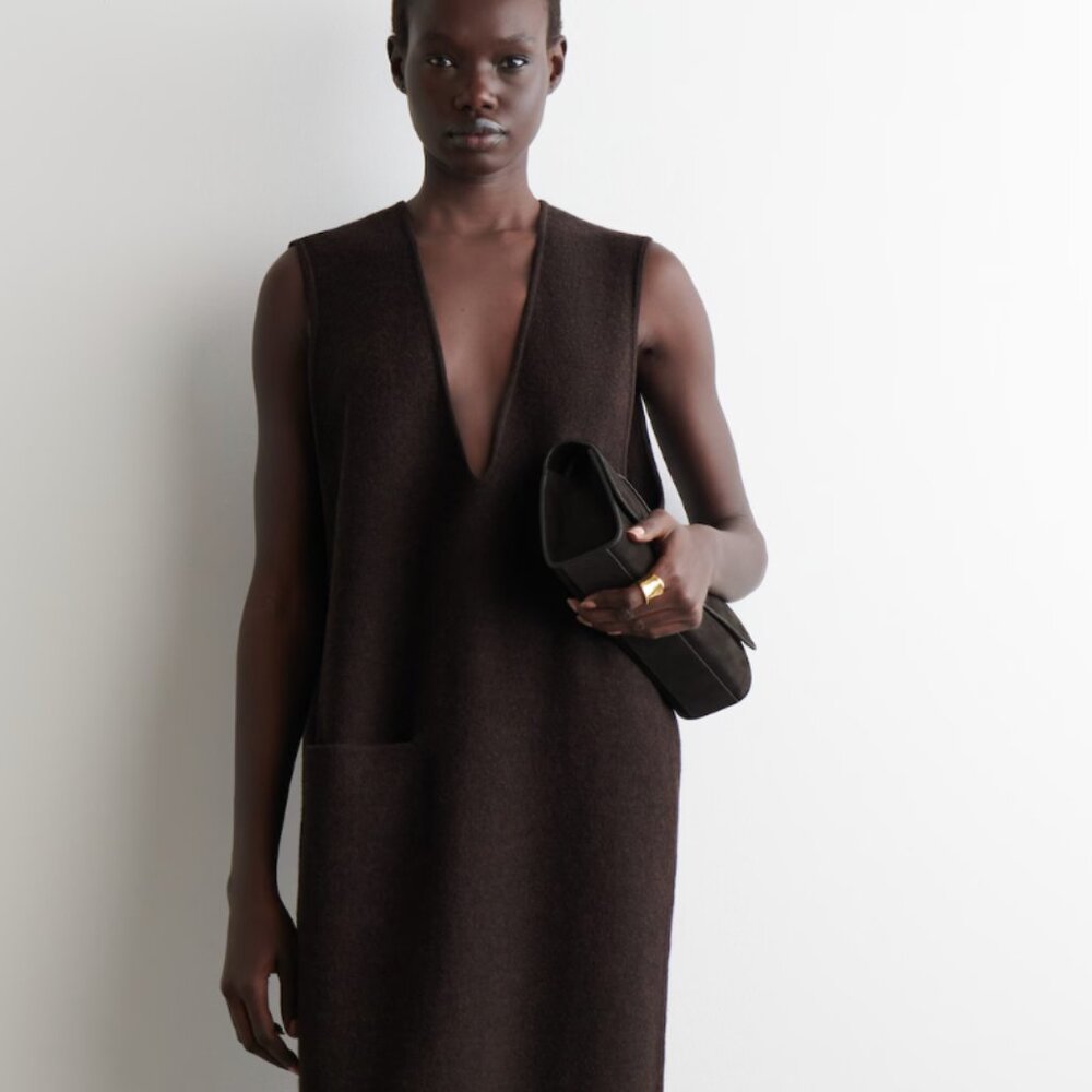 BOILED-WOOL MIDI DRESS